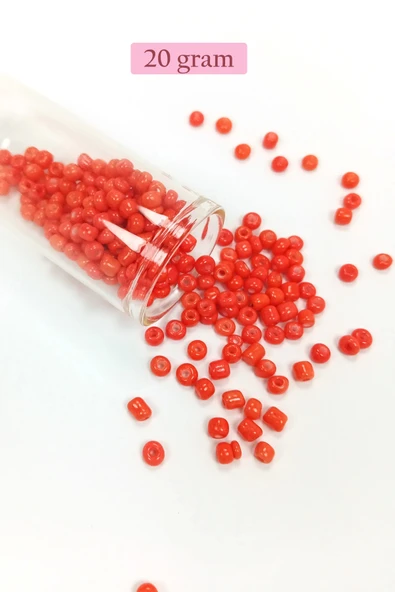 Dökme Cam Kum Boncuk Büyük Boy (6/0) 4 mm - 20 Gram - Turuncu - BNC101 ürün görseli