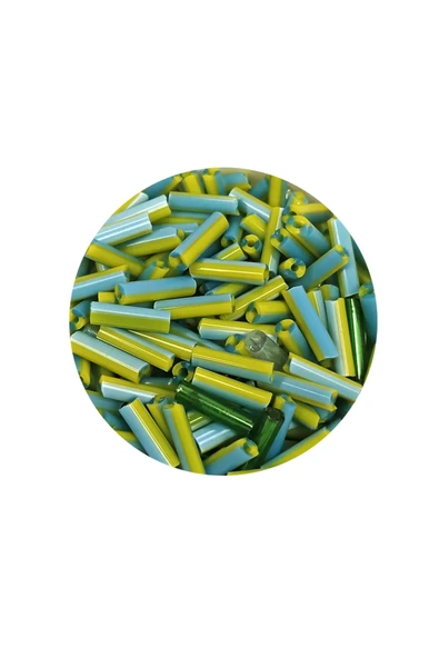 Uzun Boru Kesme Boncuk Çap 2mm Uzunluk 10 mm - 20 Gram - Yeşil Mavi - BNC250 - Resim 2