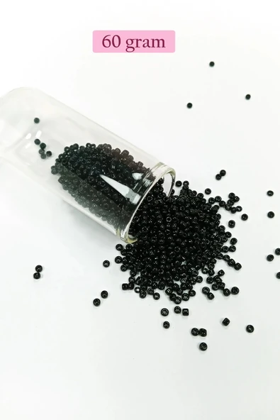 Dökme Cam Kum Boncuk (11/0) 2 mm - 60 Gram -  Siyah - BNC045 - 1