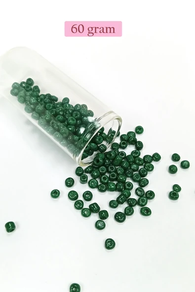 Dökme Cam Kum Boncuk Büyük Boy (6/0) 4 mm - 60 Gram - Koyu Yeşil - BNC140 ürün görseli 1
