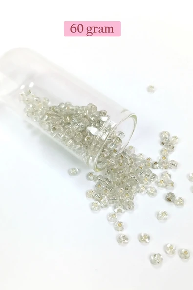 Dökme Cam Kum Boncuk Büyük Boy (6/0) 4 mm - 60 Gram - Şeffaf - BNC122 ürün görseli