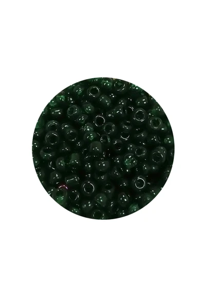 Dökme Cam Kum Boncuk (8/0) 3 mm - 20 Gram - Şeffaf Koyu Yeşil - BNC155 - 2