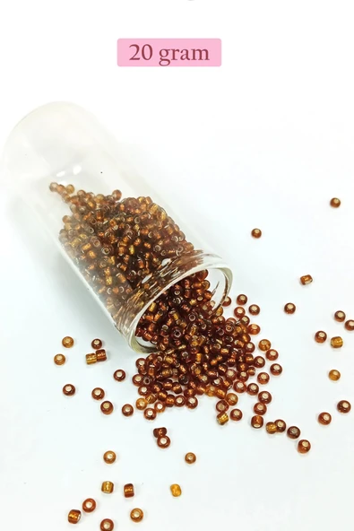 Dökme Cam Kum Boncuk (8/0) 3 mm - 20 Gram - Şeffaf Kahve - BNC157 ürün görseli 1