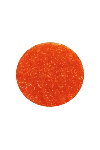 Dökme Cam Kum Boncuk (11/0) 2 mm - 60 Gram -  Şeffaf Turuncu - BNC051 - 2