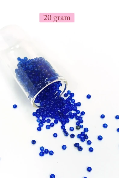 Dökme Cam Kum Boncuk (8/0) 3 mm - 20 Gram - Koyu Mavi - BNC178 ürün görseli