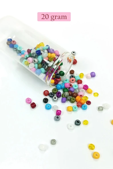 Dökme Cam Kum Boncuk Büyük Boy (6/0) 4 mm - 20 Gram - Karışık Renkli - BNC096
