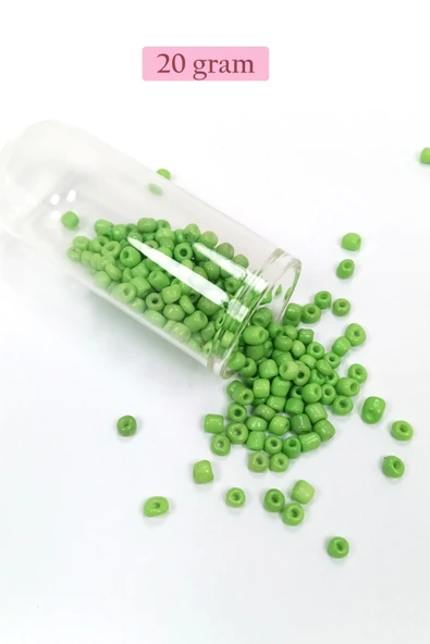 Dökme Cam Kum Boncuk Büyük Boy (6/0) 4 mm - 20 Gram - Yeşil - BNC072 ürün görseli