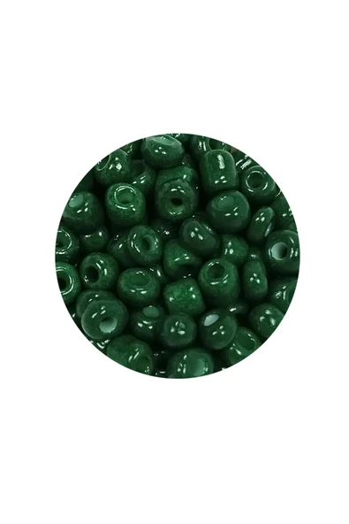 Dökme Cam Kum Boncuk Büyük Boy (6/0) 4 mm - 20 Gram - Koyu Yeşil - BNC104 - Resim 2