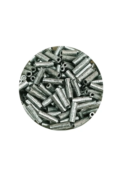 Uzun Boru Kesme Boncuk Çap 2mm Uzunluk 10 mm - 20 Gram - Desenli Gümüş - BNC244 - Resim 2