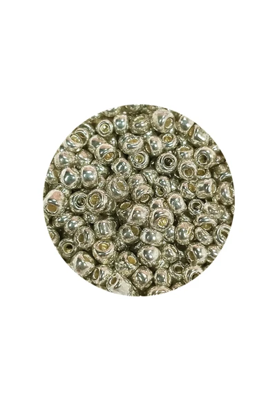 Dökme Cam Kum Boncuk (8/0) 3 mm - 60 Gram - Parlak Gümüş - BNC188 - Resim 2