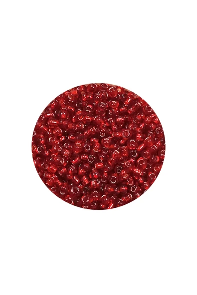 Dökme Cam Kum Boncuk (11/0) 2 mm - 60 Gram -  Şeffaf Koyu Kırmızı - BNC050 - 2