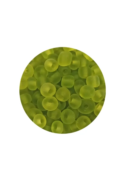 Dökme Cam Kum Boncuk Büyük Boy (6/0) 4 mm - 60 Gram - Şeffaf Mat Yeşil - BNC128 - 2