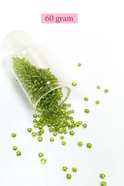 Dökme Cam Kum Boncuk (8/0) 3 mm - 60 Gram - Şeffaf Yeşil - BNC208 ürün görseli 1