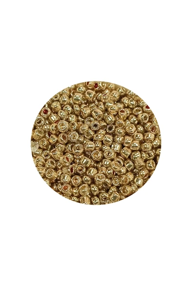 Dökme Cam Kum Boncuk (11/0) 2 mm - 60 Gram -  Altın - BNC059 - 2