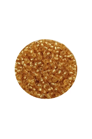Dökme Cam Kum Boncuk (11/0) 2 mm - 60 Gram -  Şeffaf Altın - BNC062 - 2