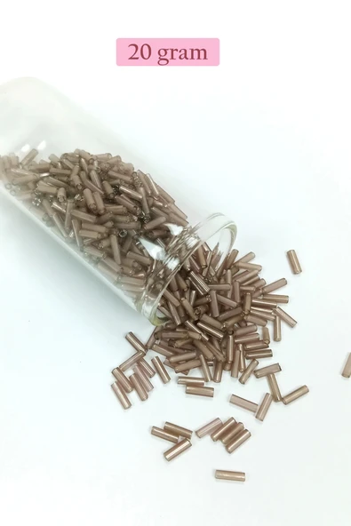 Uzun Boru Kesme Boncuk Çap 2mm Uzunluk 10 mm - 20 Gram - Duman - BNC253 ürün görseli 1