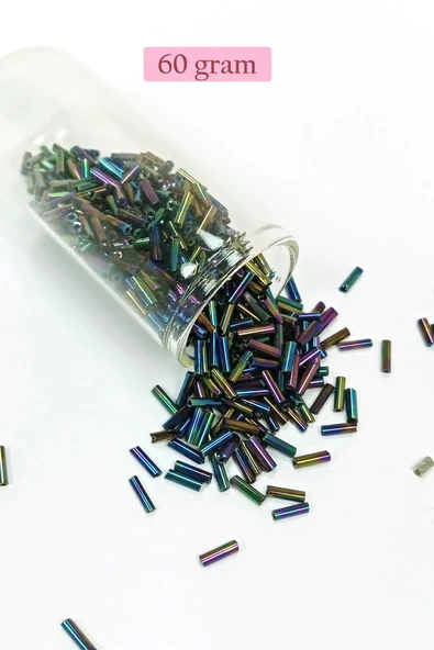 Uzun Boru Kesme Boncuk Çap 2mm Uzunluk 10 mm - 60 Gram - Mavi Yeşil - BNC269 ürün görseli 1