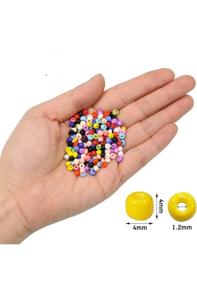 Koyu Yeşil Renk 4 mm Yaklaşık 1100 adet / 100 gram Cam Boncuk Oya Yazma Bileklik ve Kolye - 2