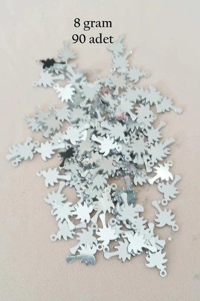 Oya Abiye Bileklik Kolye Pleksi Metalik Plastik Pul Gümüş Renk 8 gram 90 adet - BNC506