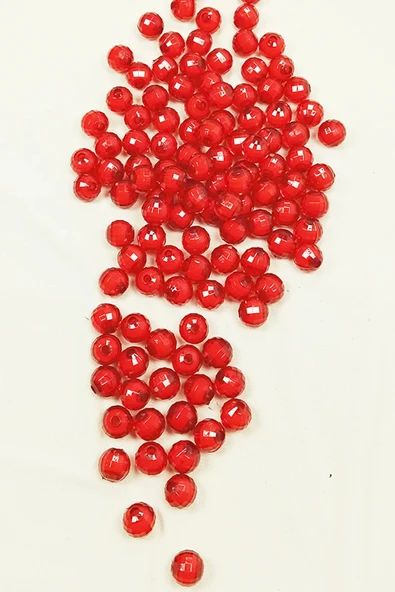 Dünya Boncuk İçten Boncuklu Bileklik Çanta Boncuğu 10 mm 50 gr Kırmızı - BNC466