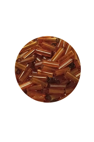 Uzun Boru Kesme Boncuk Çap 2mm Uzunluk 10 mm - 60 Gram - Şeffaf Gold - BNC293 - Resim 2
