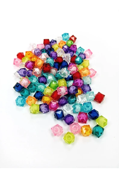 Küp Boncuk İçten Boncuklu Bileklik Çanta Boncuğu 10 mm 50 gr Karışık Renk - BNC447
