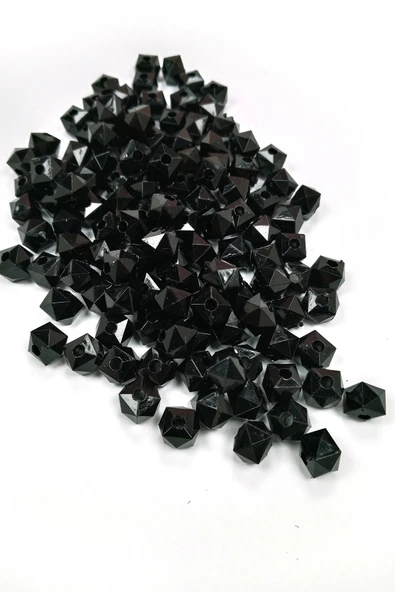Küp Boncuk İçten Boncuklu Bileklik Çanta Boncuğu 10 mm 50 gr Siyah - BNC457