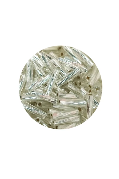 Uzun Boru Kesme Boncuk Çap 2mm Uzunluk 10 mm - 60 Gram - Parlak Gümüş - BNC296 - 2