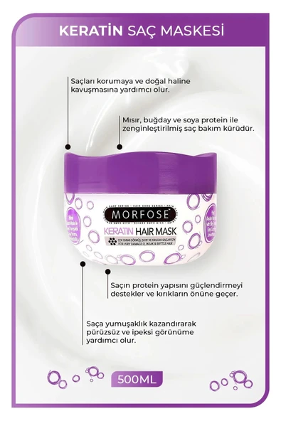 Keratin Saç Maskesi 500 ML  - Yıpranmış Saçlar için - mrfs - 2