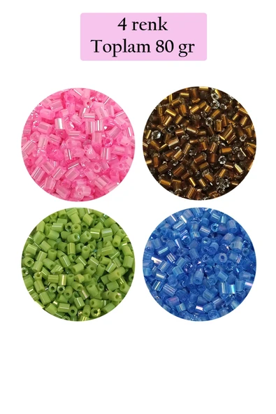 Kesme Cam Boncuk 2mm - 4 Renk - Toplam 80 Gram - BNC440 ürün görseli