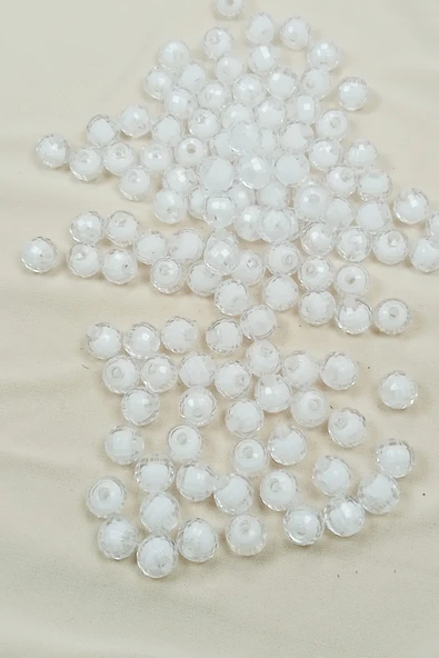 Dünya Boncuk İçten Boncuklu Bileklik Çanta Boncuğu 10 mm 50 gr Beyaz - BNC463