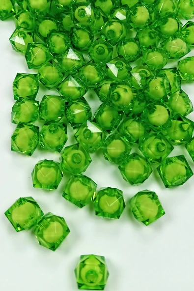 Küp Boncuk İçten Boncuklu Bileklik Çanta Boncuğu 10 mm 50 gr Yeşil - BNC450 - 2