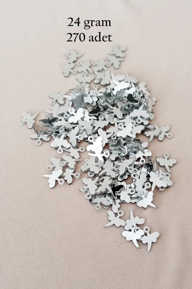 Oya Abiye Bileklik Kolye Pleksi Metalik Plastik Pul Gümüş Renk 24 gram 270 adet - BNC563 - 1
