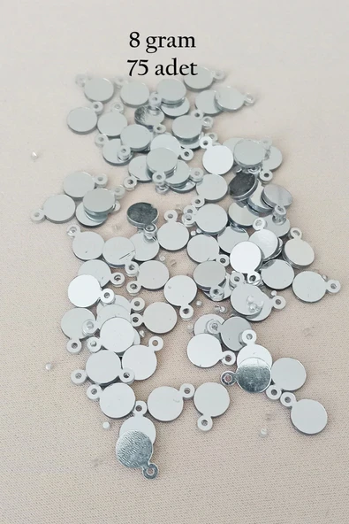 Oya Abiye Bileklik Kolye Pleksi Metalik Plastik Pul Gümüş Renk 8 gram 75 adet - BNC520