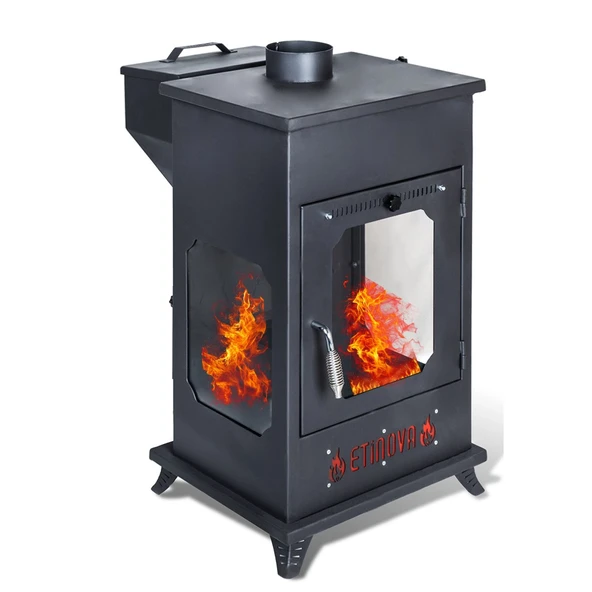 Etinova Eti-B5 Büyük Üç Tarafı Camlı Fırınsız Şömine Tipi Pelet Soba