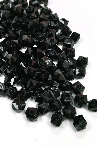 Küp Boncuk İçten Boncuklu Bileklik Çanta Boncuğu 10 mm 50 gr Siyah - BNC457 - 2