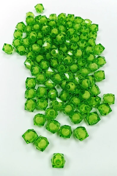 Küp Boncuk İçten Boncuklu Bileklik Çanta Boncuğu 10 mm 50 gr Yeşil - BNC450