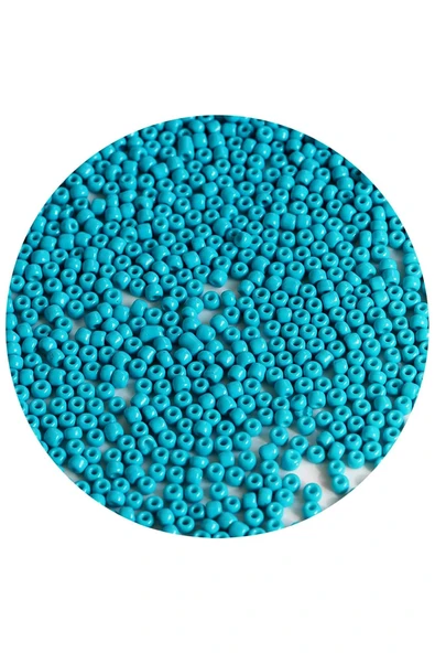 Turquaz Mavi Renk 4 mm Yaklaşık 1100 adet / 100 gram Cam Boncuk Oya Yazma Bileklik ve Kolye - 4