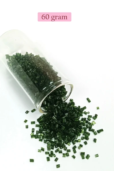 Kesme Cam Boncuk 2mm - 60 Gram - Şeffaf Koyu Yeşil - BNC367 ürün görseli 1