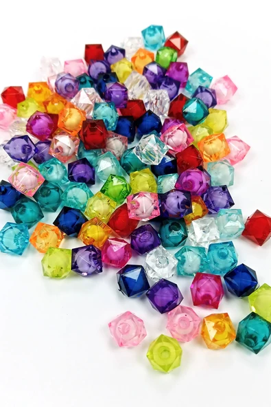 Küp Boncuk İçten Boncuklu Bileklik Çanta Boncuğu 10 mm 50 gr Karışık Renk - BNC447 - 2