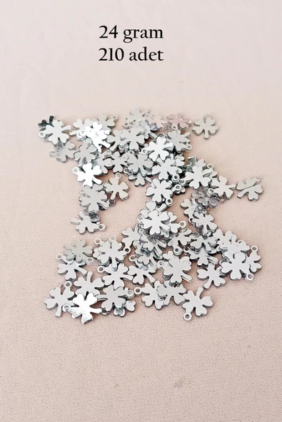 Oya Abiye Bileklik Kolye Pleksi Metalik Plastik Pul Gümüş Renk 24 gram 210 adet - BNC562 - 1