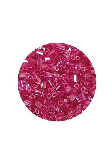 Kesme Cam Boncuk 2mm - 20 Gram - Şeffaf Koyu Pembe -BNC346 - Resim 2