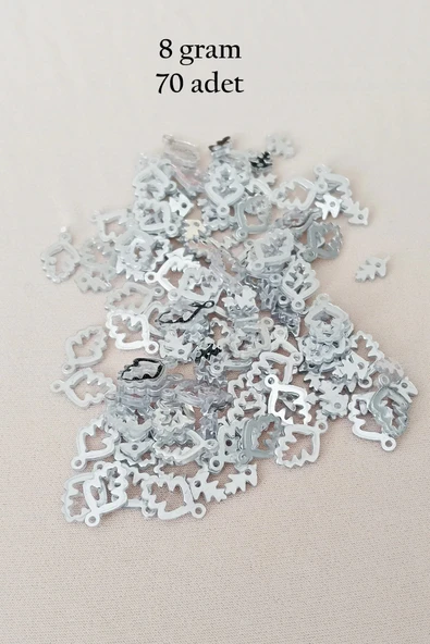 Oya Abiye Bileklik Kolye Pleksi Metalik Plastik Pul Gümüş Renk 8 gram 70 adet - BNC513 - 1