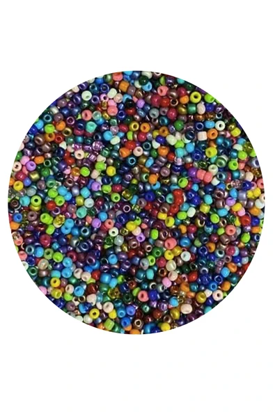 Karışık Renk 4 mm Yaklaşık 1100 adet / 100 gram Cam Boncuk Oya Yazma Bileklik ve Kolye - 4