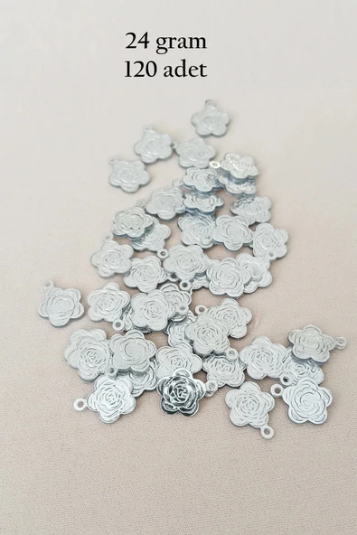 Oya Abiye Bileklik Kolye Pleksi Metalik Plastik Pul Gümüş Renk 24 gram 120 adet - BNC584