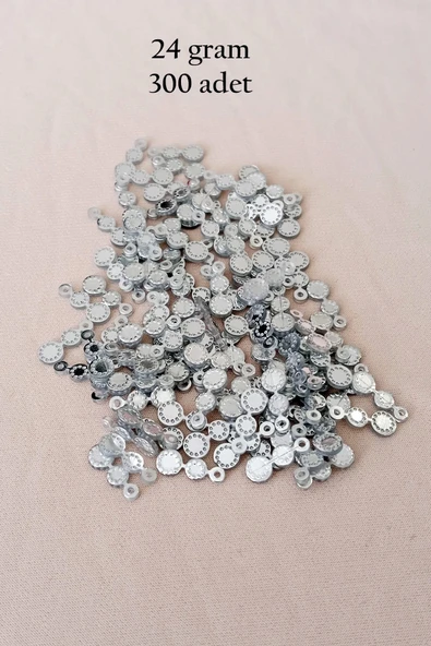 Oya Abiye Bileklik Kolye Pleksi Metalik Plastik Pul Gümüş Renk 24 gram 300 adet - BNC560 - 1