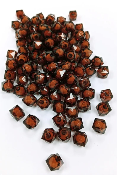 Küp Boncuk İçten Boncuklu Bileklik Çanta Boncuğu 10 mm 50 gr Kahverengi - BNC455
