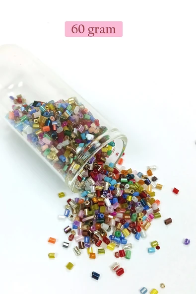 Kesme Cam Boncuk 2mm - 60 Gram - Karışık Renkli - BNC357 ürün görseli