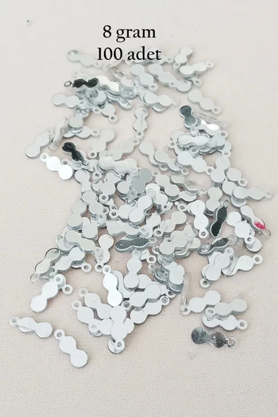 Oya Abiye Bileklik Kolye Pleksi Metalik Plastik Pul Gümüş Renk 8 gram 100 adet - BNC508