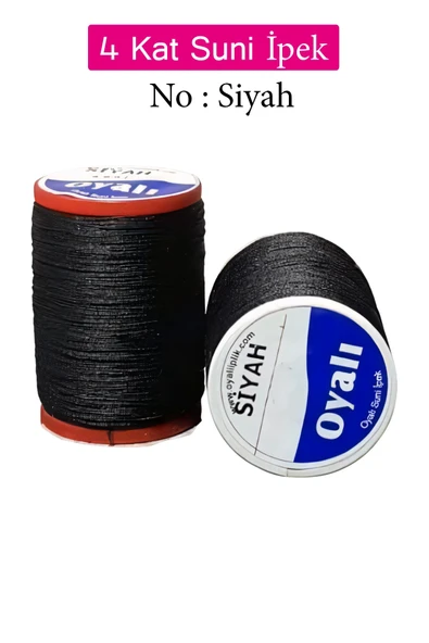 Oyalı 4 Kat Suni İpek İplik İğne Oyası Boncuk İpi Tığ Oyası No:Siyah ürün görseli 1